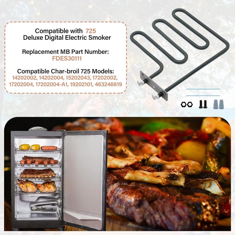 COMVIEE 800 Watts Electric Smoker Heating Element Compatible with Masterbuilt and Char-Broil 30" Digital Electric Smoker, Replacement Part 9907120011 for: 20070213, 20072115, MB20071117, MB26073519, etc. - Image 4